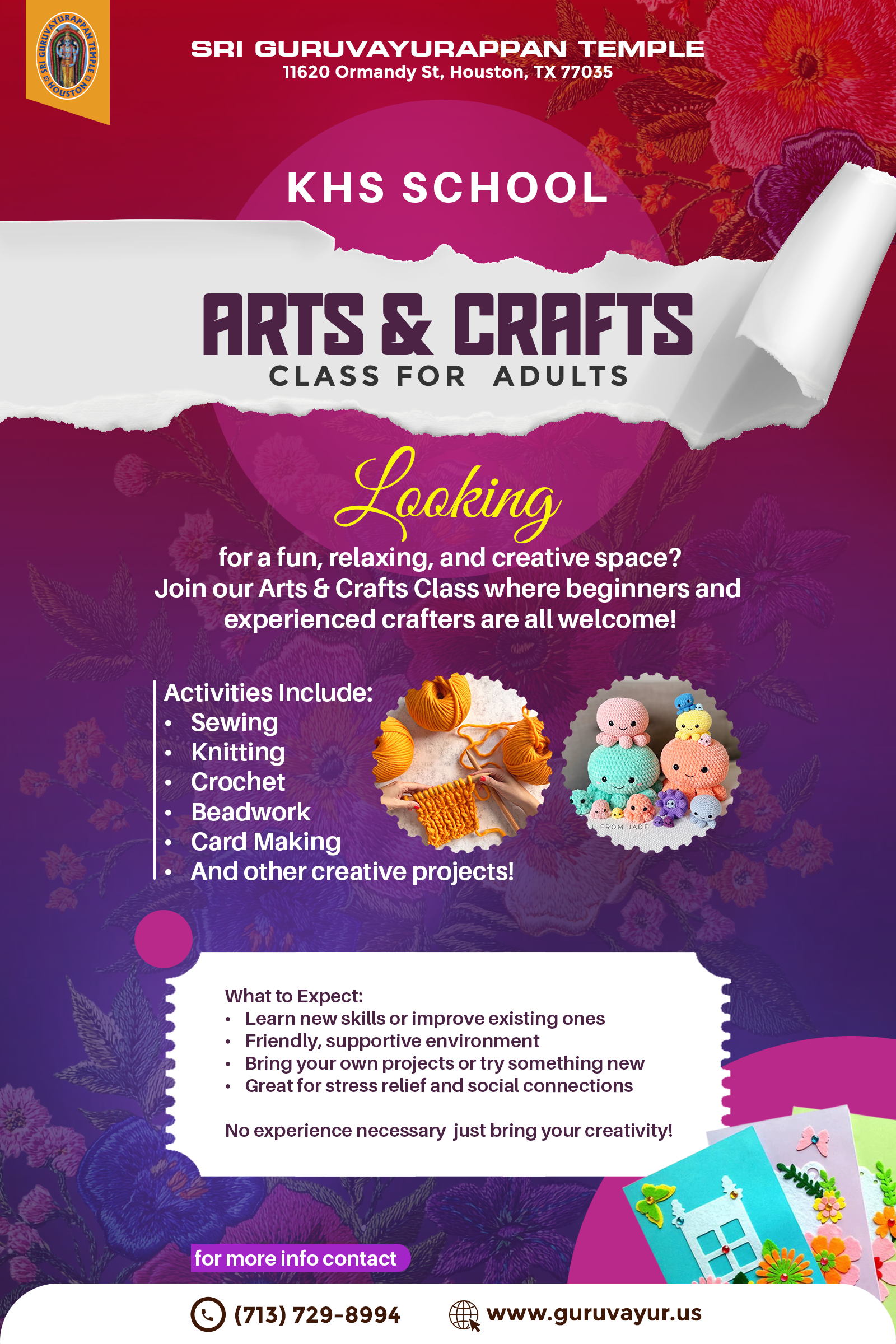 ARTS & CRAFTS – Class for Adults